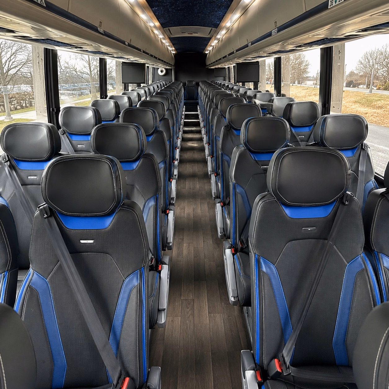 56 passenger charter bus inside